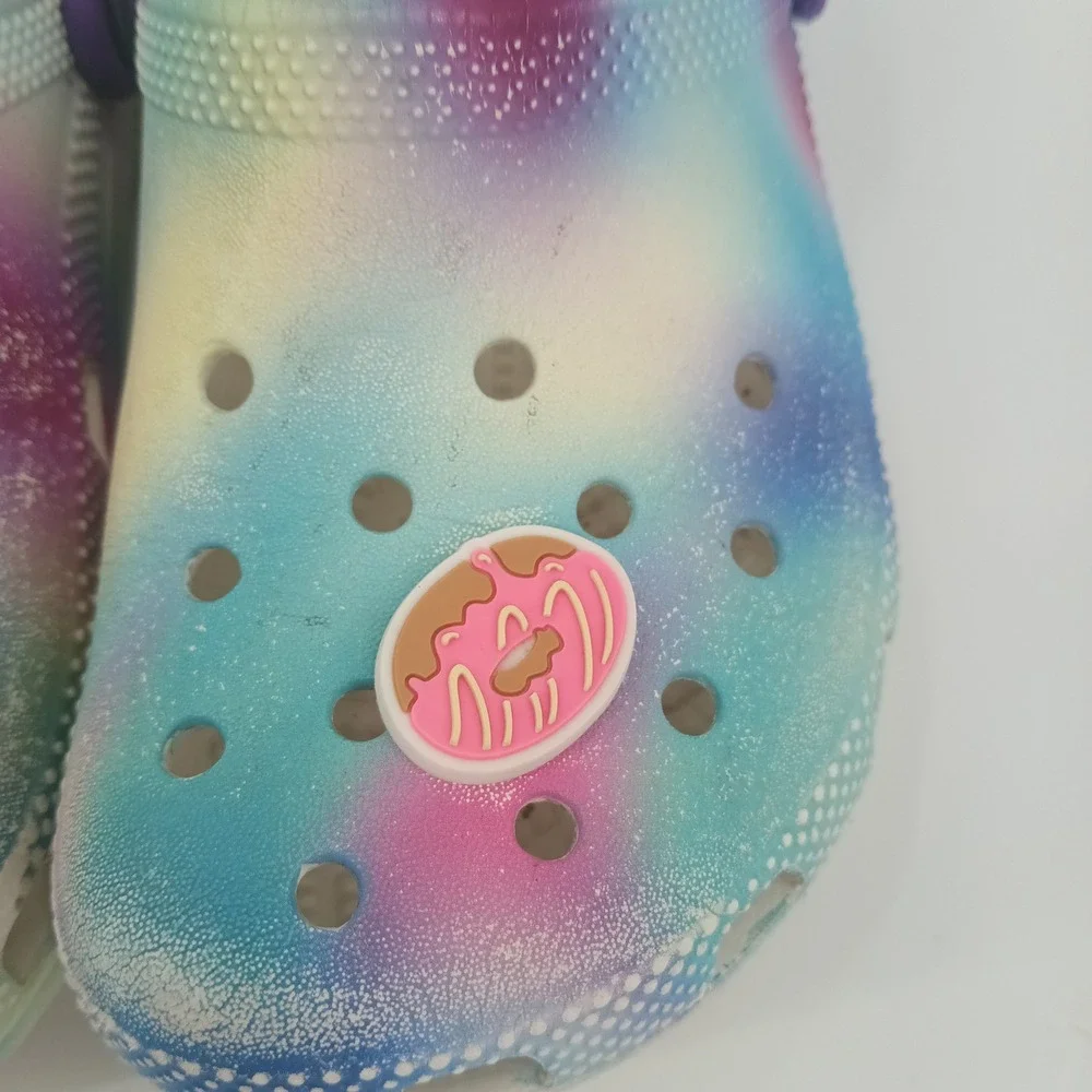 Crocs Kids Classic Tie Dye Galaxy Clogs Purple Blue J2 with Jibbitz Charms